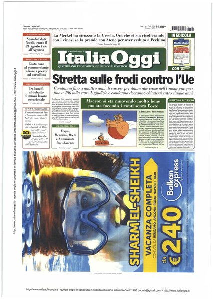 Italia oggi : quotidiano di economia finanza e politica